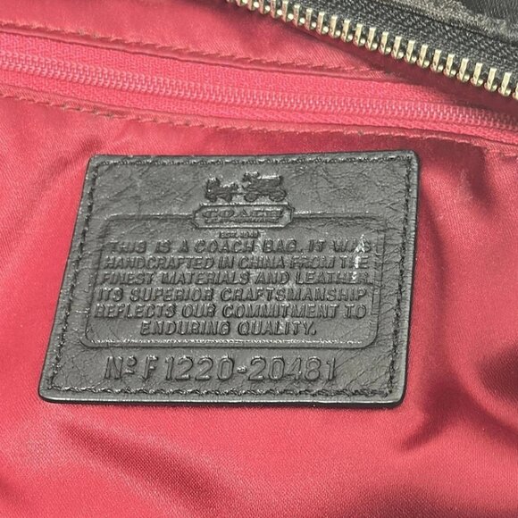 COACH Op Art 20481 Black Dark Gray Jacquard Leather - Shoulder Bag - Picture 7 of 8